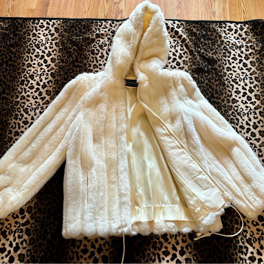 Vintage Faux Fur Coat with hood